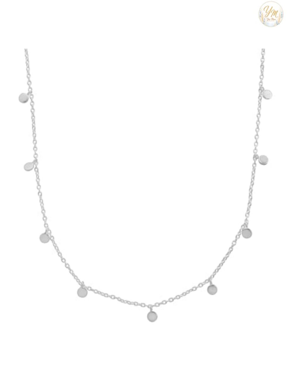 Sterling Silver Adjustable Chain Necklace with Circular Stations 18"